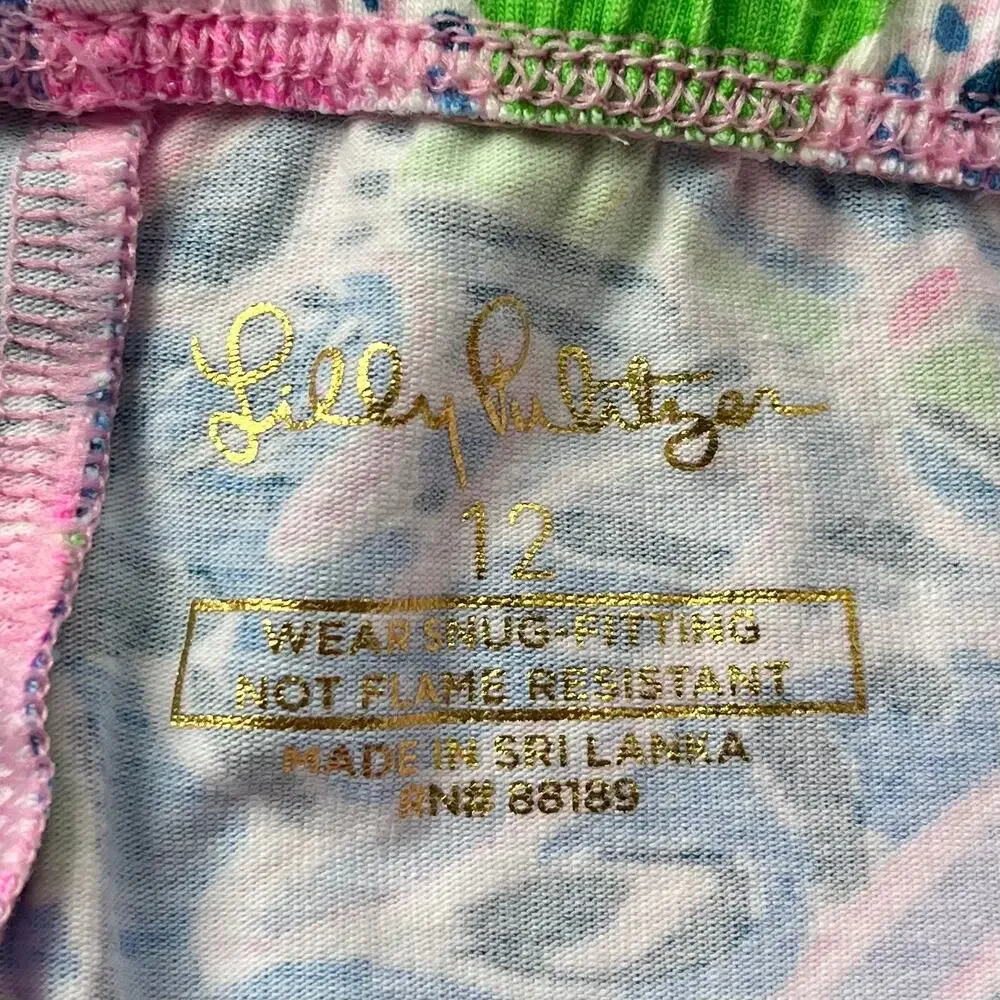 Lilly Pulitzer Long Sleeve Pajamas PJ's Tiger Sunrise Pink Blue Green Girls 12
